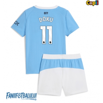 Manchester City Jeremy Doku #11 Echipament de Fotbal Replică 2025-26 Copii Acasa (+ Șorturi)